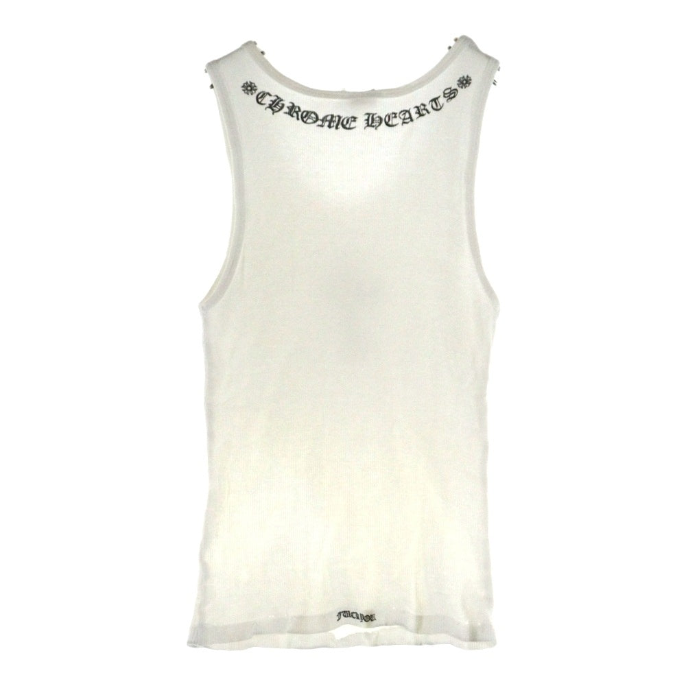 CHROME HEARTS(クロムハーツ) OLD TANK TOP CHクロスロゴデザイン リブタンクトップ ノースリーブカットソー ホワイト