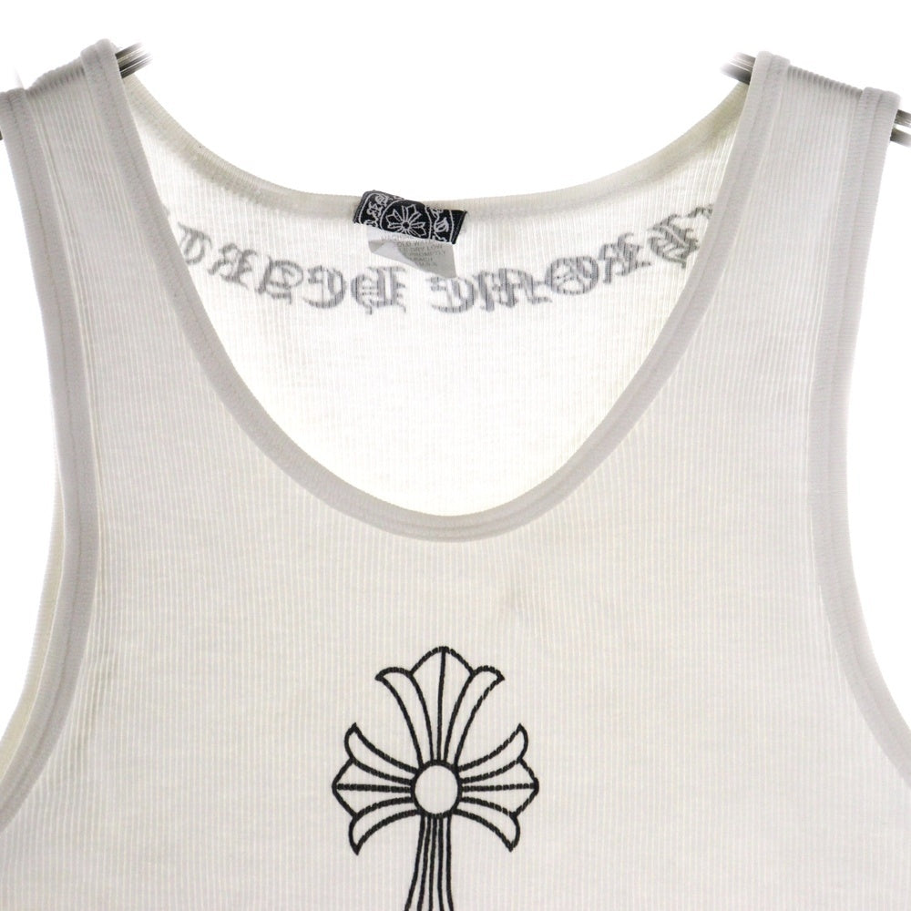 CHROME HEARTS(クロムハーツ) OLD TANK TOP CHクロスロゴデザイン リブタンクトップ ノースリーブカットソー ホワイト