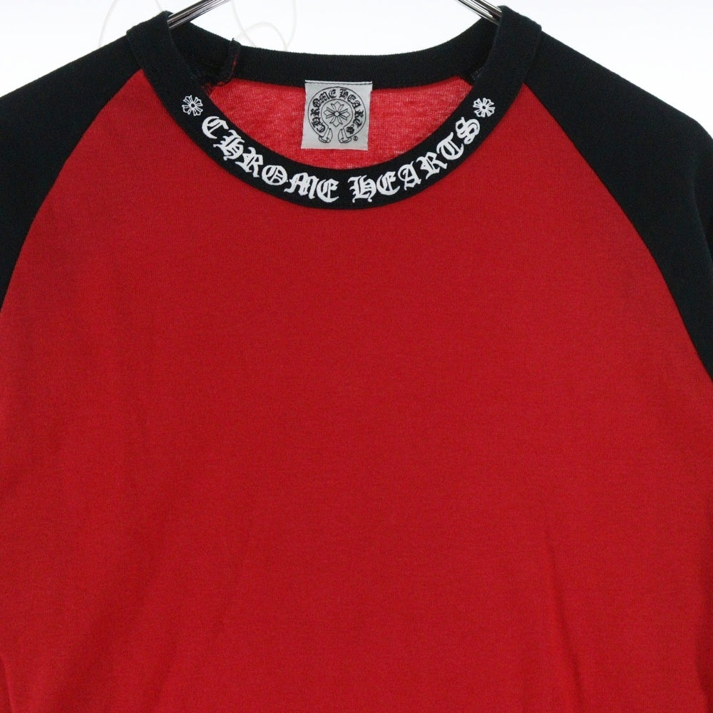 CHROME HEARTS(クロムハーツ) OLD CH L S 1 ラグランスリーブネックロゴ長袖カットソー レッド/ブラック