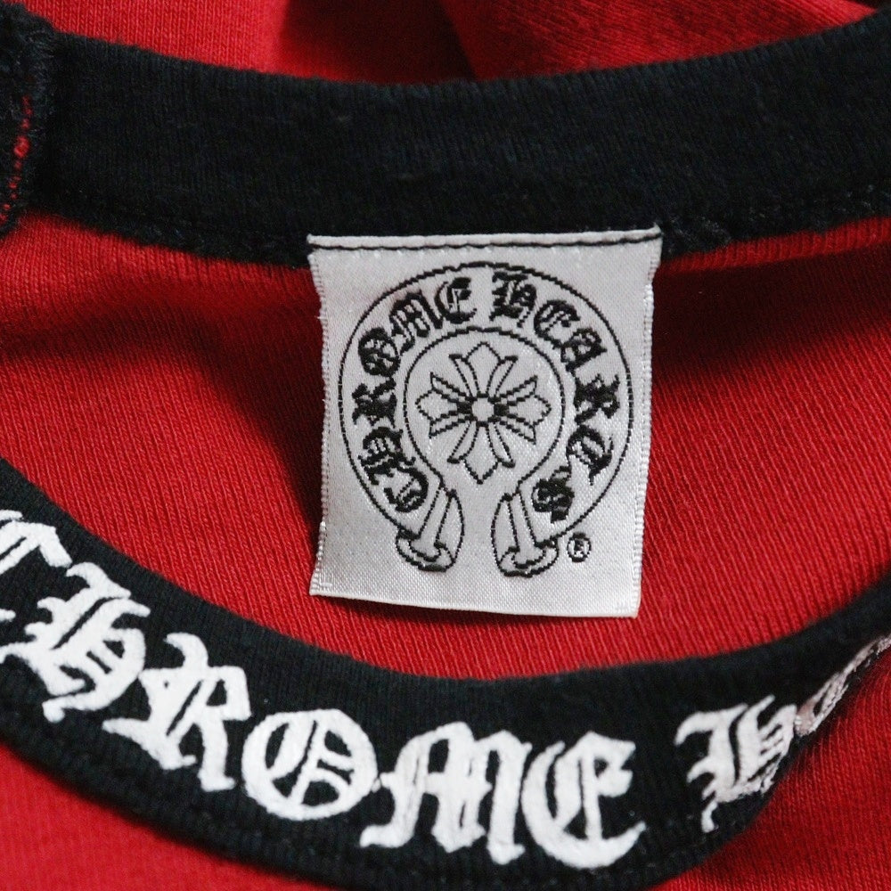 CHROME HEARTS(クロムハーツ) OLD CH L S 1 ラグランスリーブネックロゴ長袖カットソー レッド/ブラック