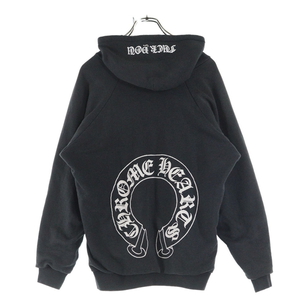 CHROME HEARTS(クロムハーツ) OLD Horseshoe Hoodie オールドモデル 裏地サーマル バックホースシュー プリント プルオーバーパーカー フーディ ブラック
