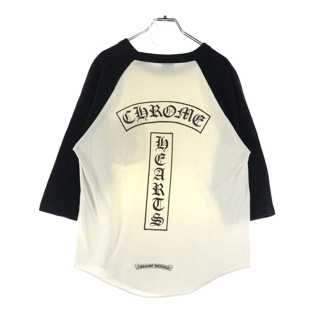 CHROME HEARTS(クロムハーツ) OLD DAGGER LOGO オールドモデル ダガープリント ラグラン 七分丈 クルーネックTシャツ カットソー ブラック/ホワイト