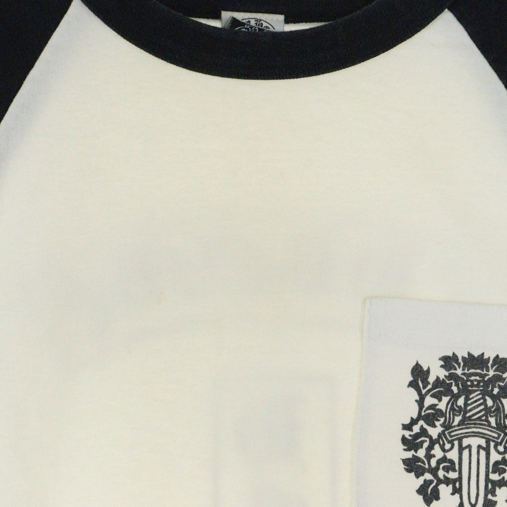 CHROME HEARTS(クロムハーツ) OLD DAGGER LOGO オールドモデル ダガープリント ラグラン 七分丈 クルーネックTシャツ カットソー ブラック/ホワイト
