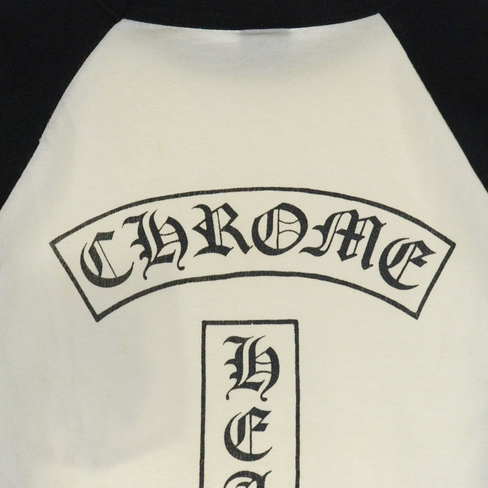 CHROME HEARTS(クロムハーツ) OLD DAGGER LOGO オールドモデル ダガープリント ラグラン 七分丈 クルーネックTシャツ カットソー ブラック/ホワイト