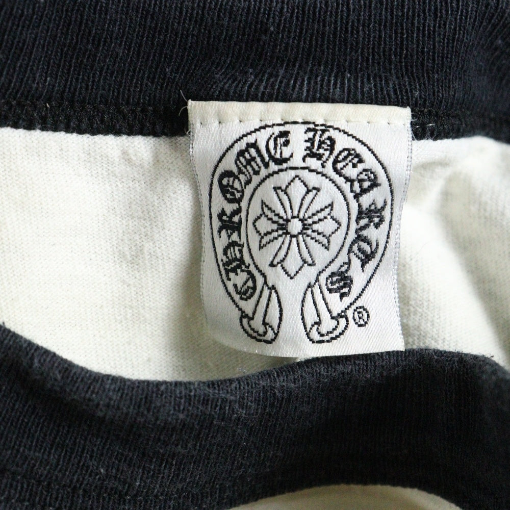 CHROME HEARTS(クロムハーツ) OLD DAGGER LOGO オールドモデル ダガープリント ラグラン 七分丈 クルーネックTシャツ カットソー ブラック/ホワイト
