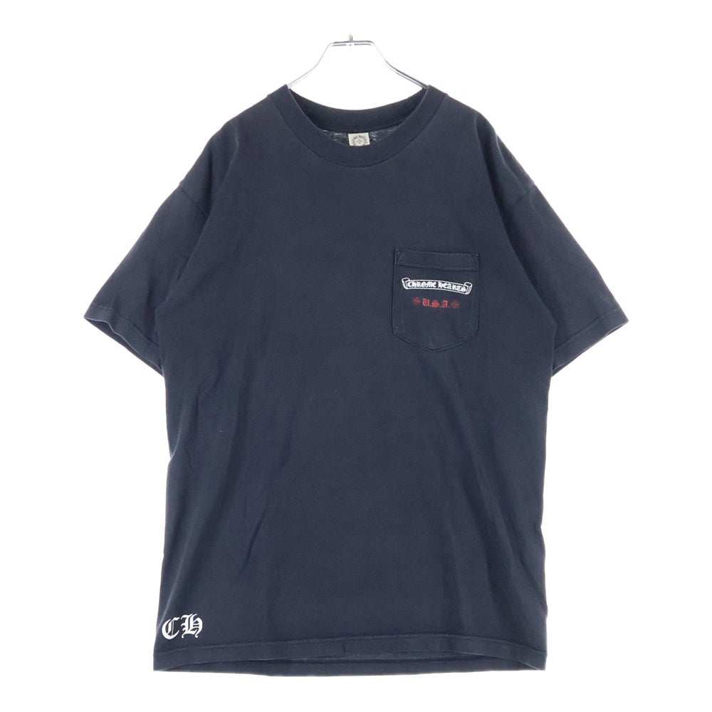 CHROME HEARTS(クロムハーツ) OLD AMERICAN FLAG TEE オールド アメリカンフラッグTシャツ 星条旗 ホースシュープリント 半袖カットソー ブラック