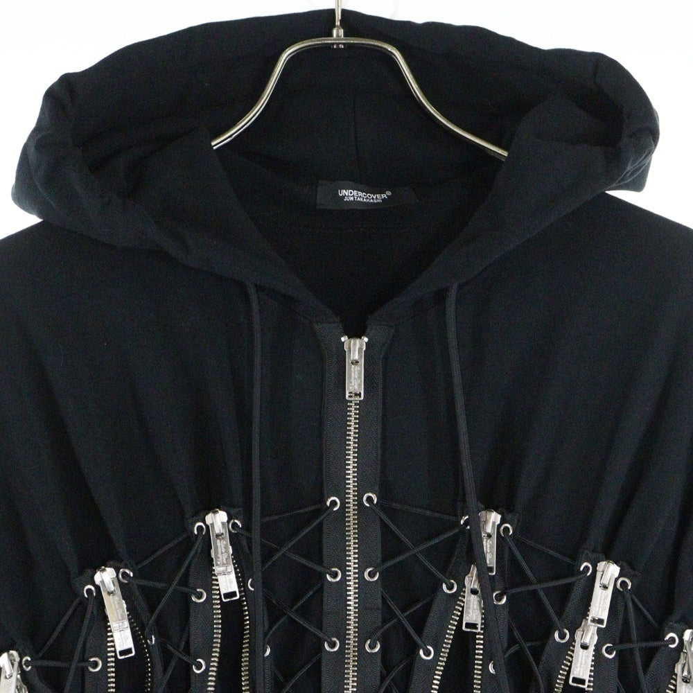 UNDERCOVER(アンダーカバー) 25SS コルセットモチーフ レースアップデザインジップアップ パーカー ブラック UC1E1807