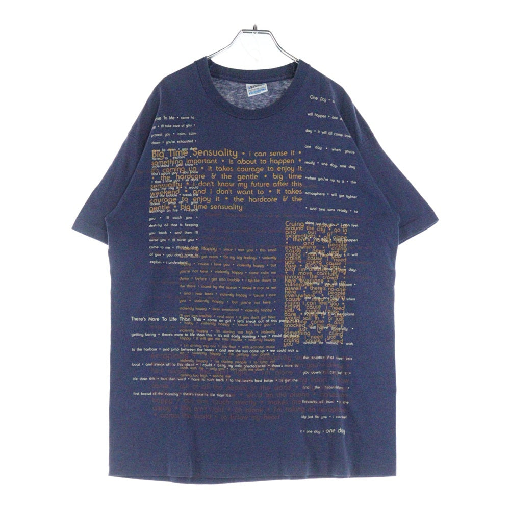 VINTAGE(ヴィンテージ) 90s BJORK 1994 THE LYRICAL TEXT NAVY TEE ビョーク 両面プリント半袖Tシャツ カットソー ネイビー