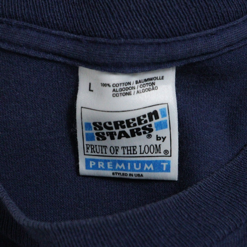 VINTAGE(ヴィンテージ) 90s BJORK 1994 THE LYRICAL TEXT NAVY TEE ビョーク 両面プリント半袖Tシャツ カットソー ネイビー