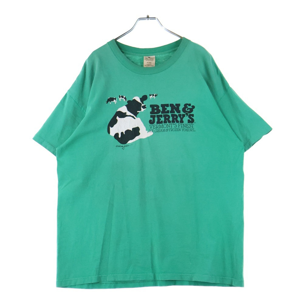 VINTAGE(ヴィンテージ) 90s BEN & JERRY'S Promo ベン&ジェリーズ デザインプリント 半袖Tシャツ カットソー グリーン