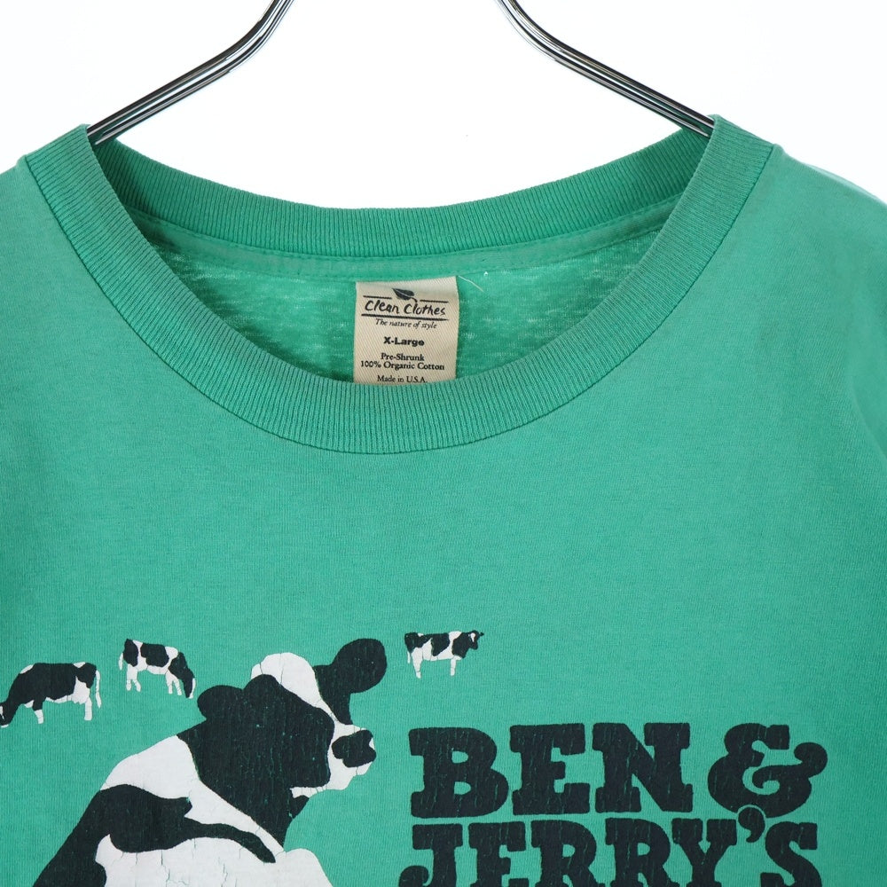 VINTAGE(ヴィンテージ) 90s BEN & JERRY'S Promo ベン&ジェリーズ デザインプリント 半袖Tシャツ カットソー グリーン