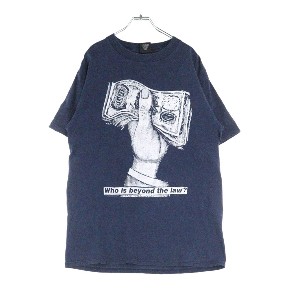 VINTAGE(ヴィンテージ) 90s RAGE AGAINST THE MACHINE WHO IS BEYOND THE LAW NORTH AMERICAN TOUR 1997 レイジアゲインストザマシーン 両面プリント 半袖Tシャツ カットソー ネイビー