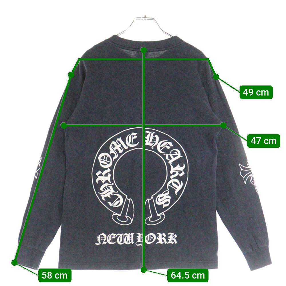 CHROME HEARTS(クロムハーツ) OLD HORSESHOE ホースシュープリント 長袖Tシャツ ロングスリーブ ブラック