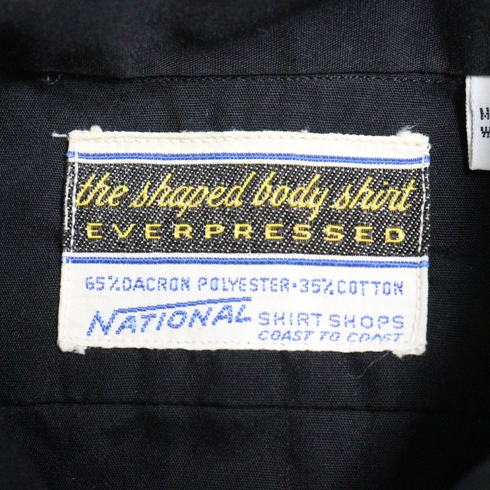 VINTAGE(ヴィンテージ) 70S EVERPRESSED デカ襟 ボタンダウン ロングスリーブ 長袖シャツ ブラック