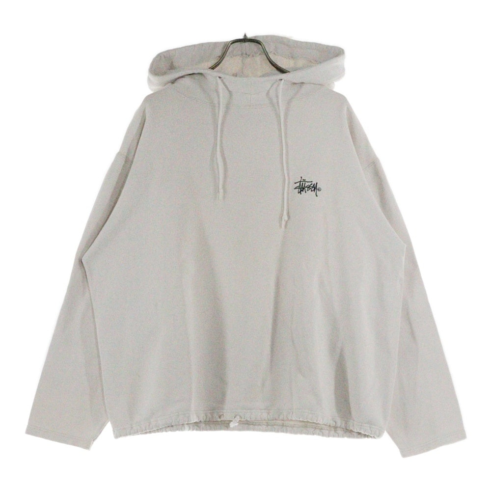 STUSSY(ステューシー) 80S OLD STUSSY 黒タグ ストックロゴ刺繍 プルオーバーパーカー ホワイト
