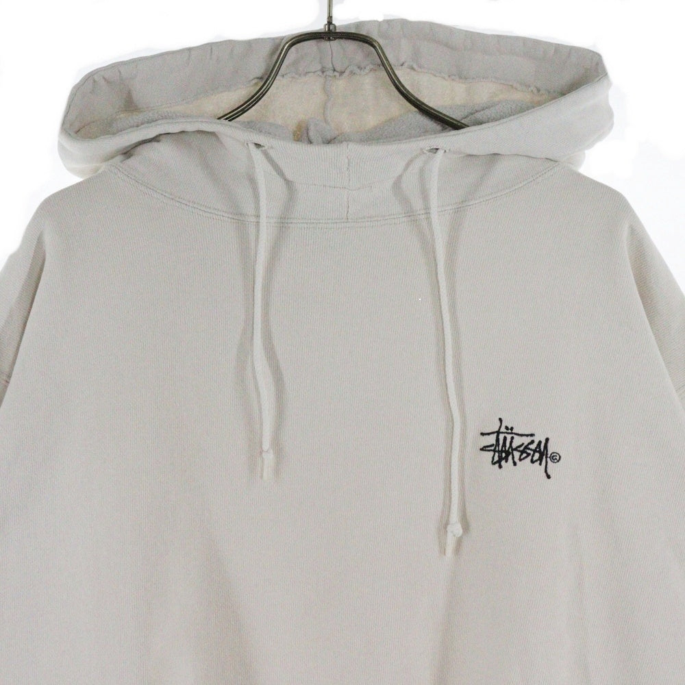 STUSSY(ステューシー) 80S OLD STUSSY 黒タグ ストックロゴ刺繍 プルオーバーパーカー ホワイト