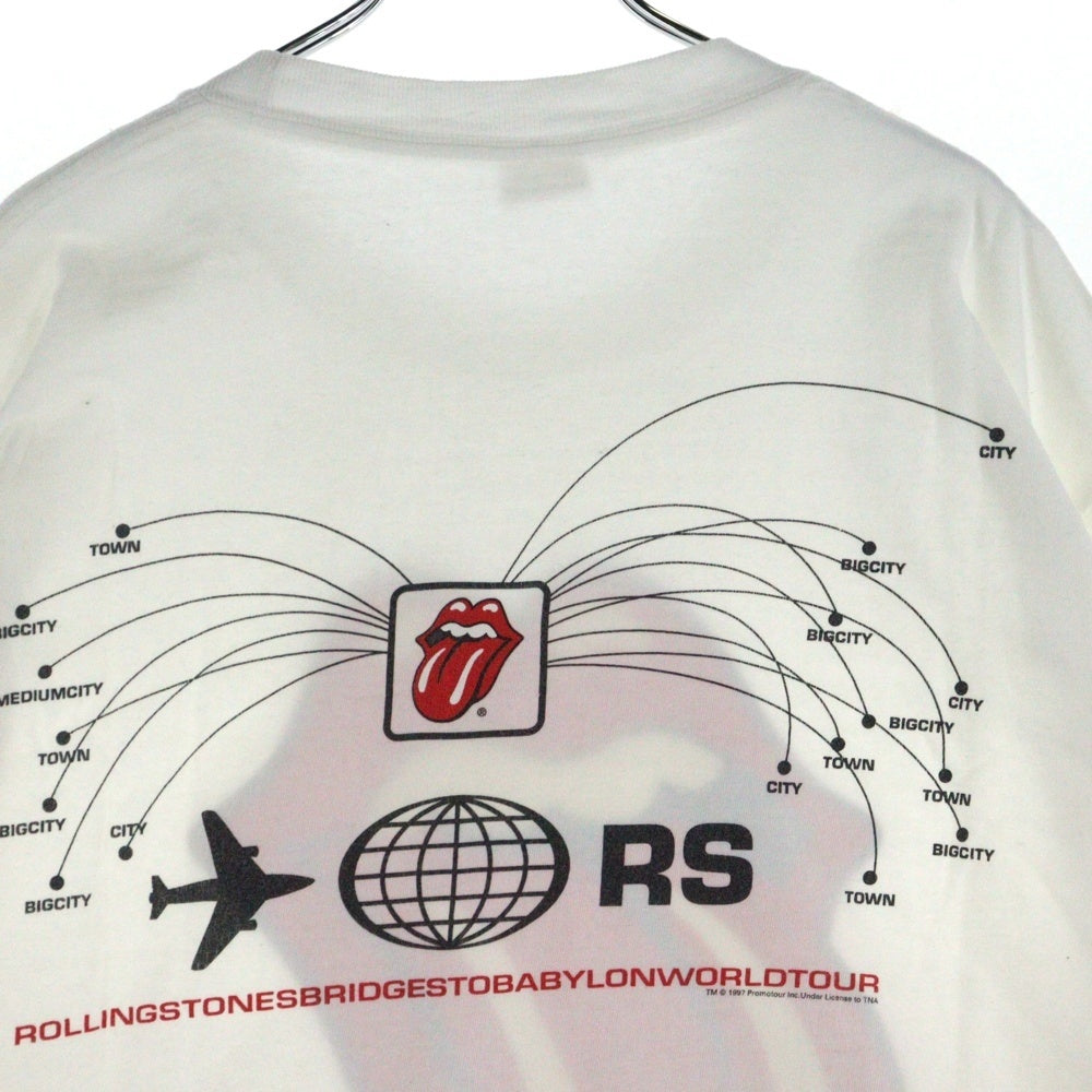 VINTAGE(ヴィンテージ) 90S ROLLING STONES 1997 BRIDGES TO BABYLON WORLD TOUR ローリングストーンズ 両面プリント 半袖Tシャツ ホワイト