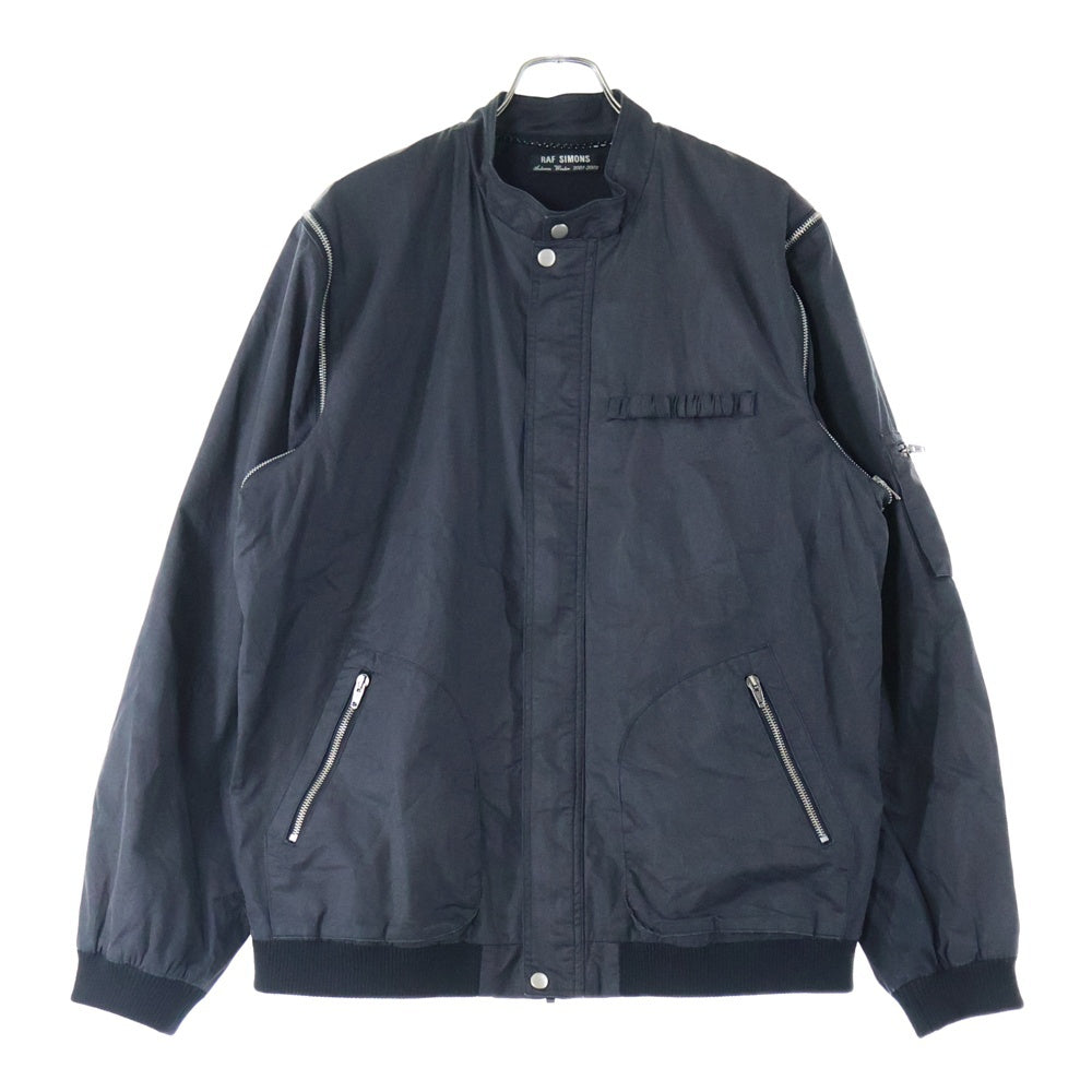 RAF SIMONS(ラフシモンズ) 01AW Riot Riot Riot期 Waxed Detachable Zip Bomber Jacket ワックス デタッチャブルデザイン ジップアップ ボンバージャケット ブラック