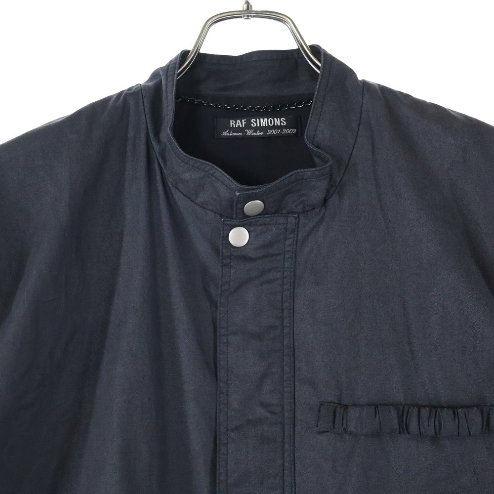 RAF SIMONS(ラフシモンズ) 01AW Riot Riot Riot期 Waxed Detachable Zip Bomber Jacket ワックス デタッチャブルデザイン ジップアップ ボンバージャケット ブラック