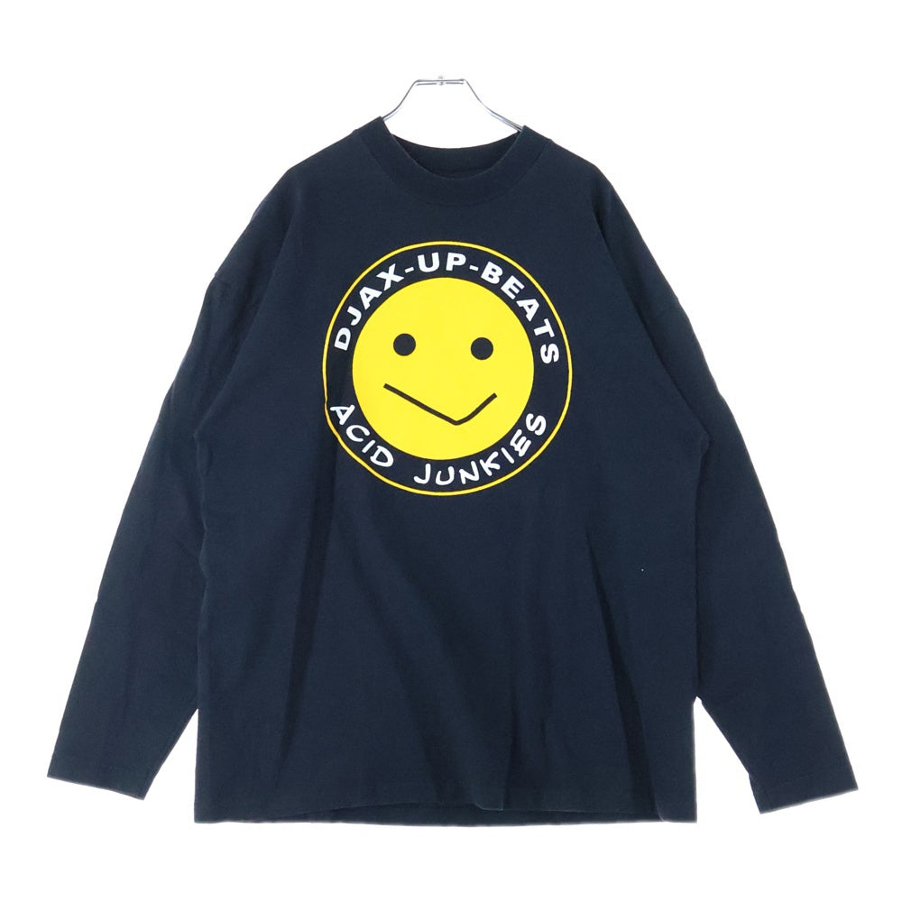 VINTAGE(ヴィンテージ) 90S ACID JUNKIES スマイルプリント ロングスリーブ 長袖Tシャツ ブラック