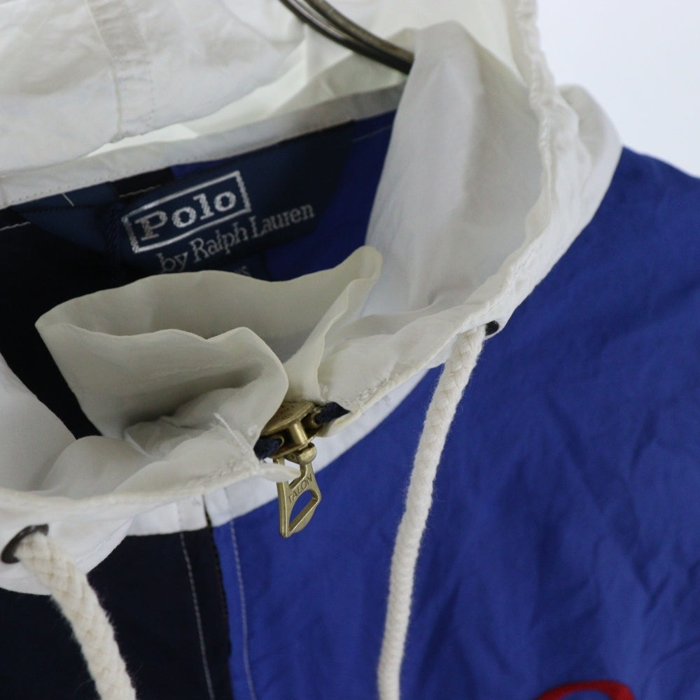 POLO RALPH LAUREN(ポロラルフローレン) STADIUM 1992 復刻 ハーフジップ アノラックジャケット プルオーバー フーディ ネイビー/ブルー