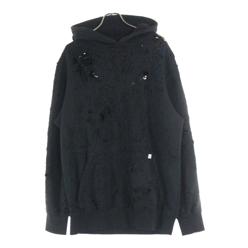 1017 ALYX 9SM(アリクス) MULTI LIGHTERCAP LASER CUT HOODIEダメージ加工フーディー パーカー ブラック