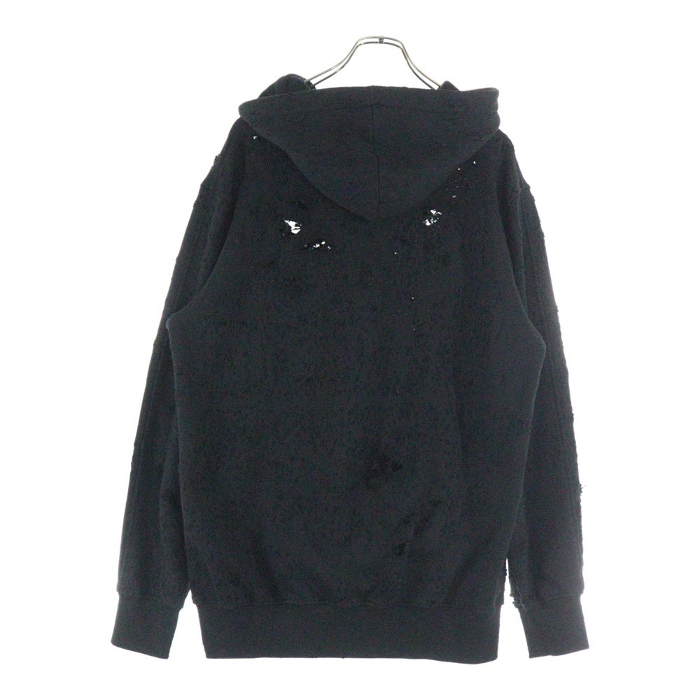 1017 ALYX 9SM(アリクス) MULTI LIGHTERCAP LASER CUT HOODIEダメージ加工フーディー パーカー ブラック