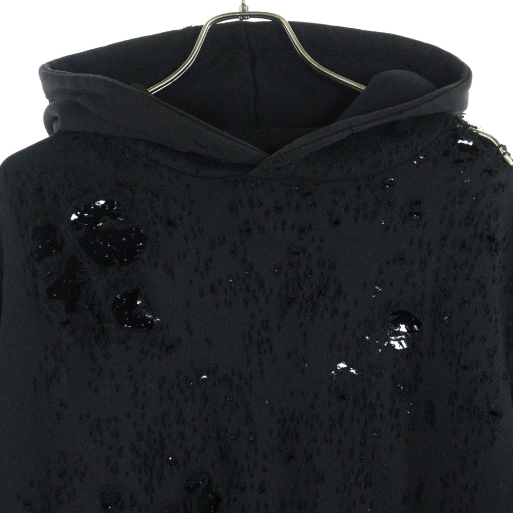 1017 ALYX 9SM(アリクス) MULTI LIGHTERCAP LASER CUT HOODIEダメージ加工フーディー パーカー ブラック