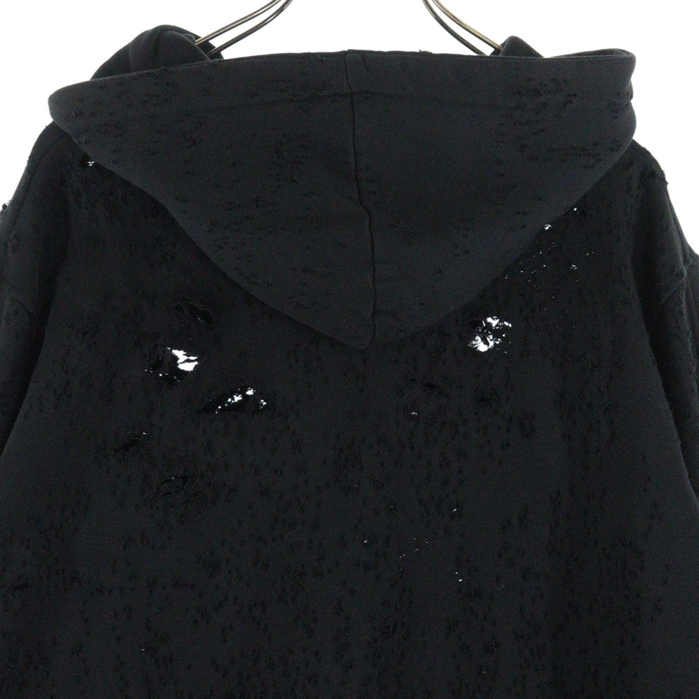 1017 ALYX 9SM(アリクス) MULTI LIGHTERCAP LASER CUT HOODIEダメージ加工フーディー パーカー ブラック