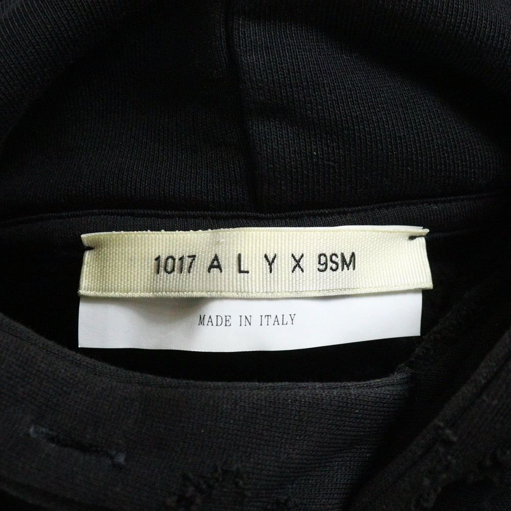 1017 ALYX 9SM(アリクス) MULTI LIGHTERCAP LASER CUT HOODIEダメージ加工フーディー パーカー ブラック