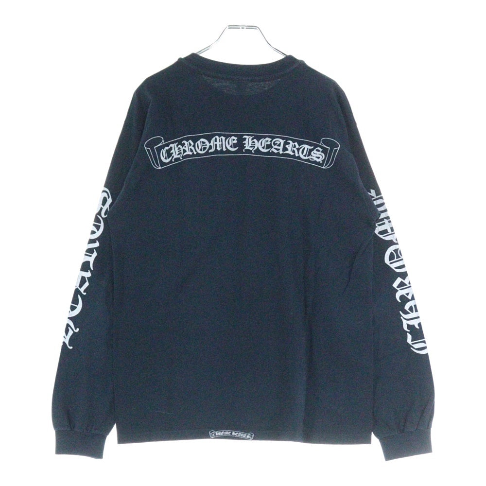 CHROME HEARTS(クロムハーツ) OLD ネックロゴ 袖プリント バックスクロールラベル 長袖Tシャツ 長袖カットソー ネイビー