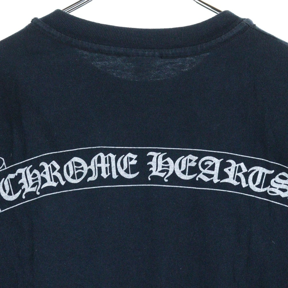 CHROME HEARTS(クロムハーツ) OLD ネックロゴ 袖プリント バックスクロールラベル 長袖Tシャツ 長袖カットソー ネイビー