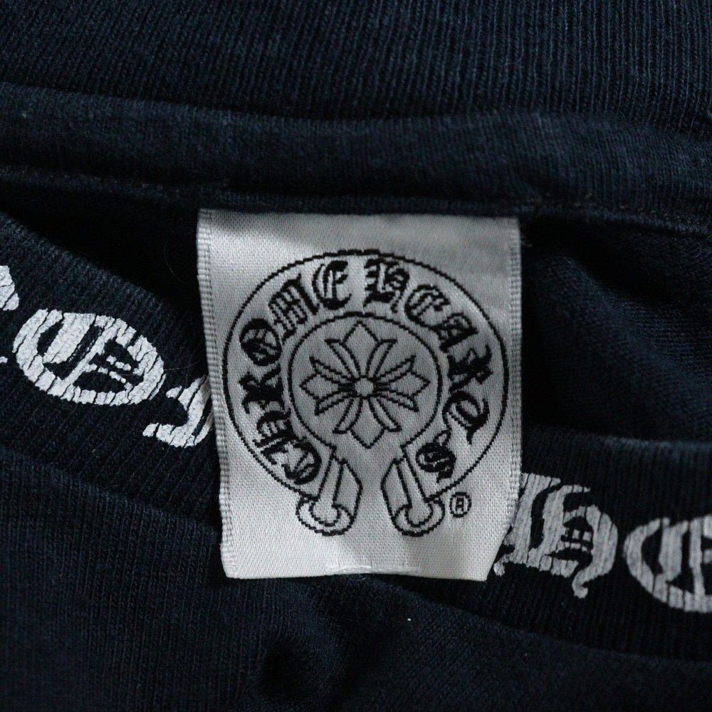 CHROME HEARTS(クロムハーツ) OLD ネックロゴ 袖プリント バックスクロールラベル 長袖Tシャツ 長袖カットソー ネイビー