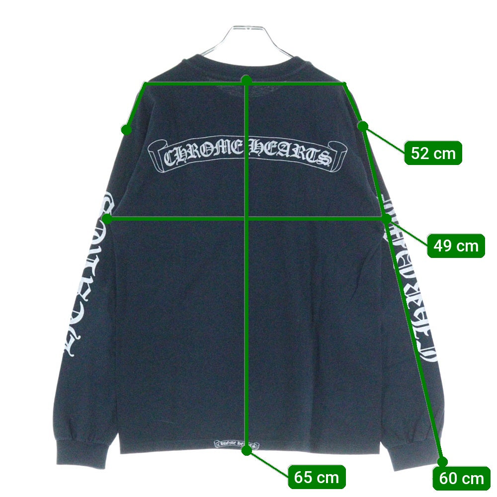 CHROME HEARTS(クロムハーツ) OLD ネックロゴ 袖プリント バックスクロールラベル 長袖Tシャツ 長袖カットソー ネイビー