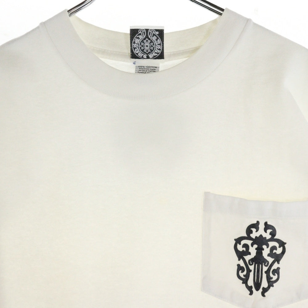 CHROME HEARTS(クロムハーツ) OLD バックホースシュー 胸ポケット 半袖Tシャツ カットソー ホワイト