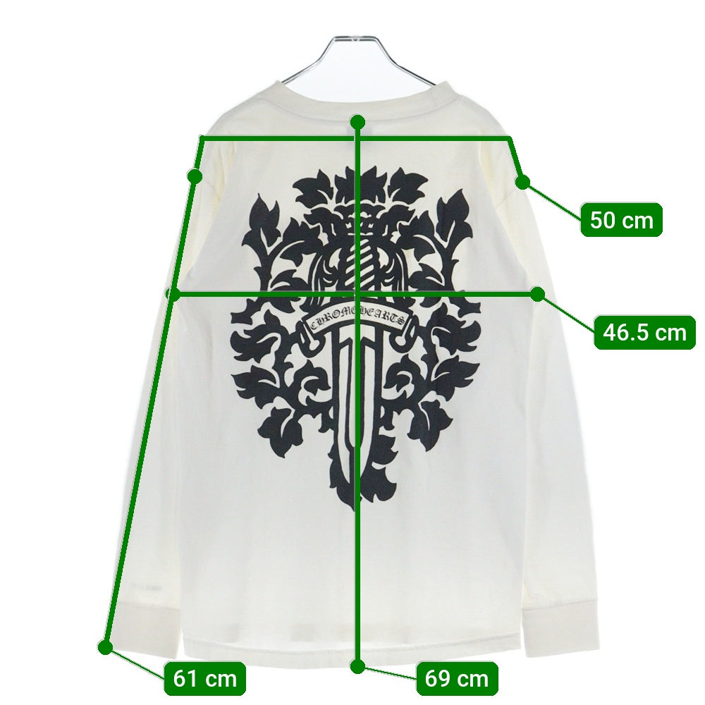 CHROME HEARTS(クロムハーツ) OLD NECK LOGO L/S TEE ネックロゴ バックダガープリント 長袖Tシャツ ロングスリーブカットソー ホワイト