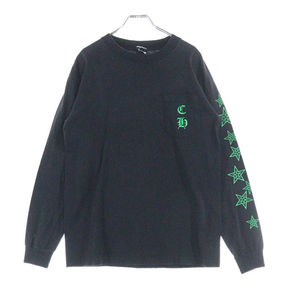 CHROME HEARTS(クロムハーツ) OLD バックホースシュー スタープリント長袖Tシャツ 長袖カットソー ブラック