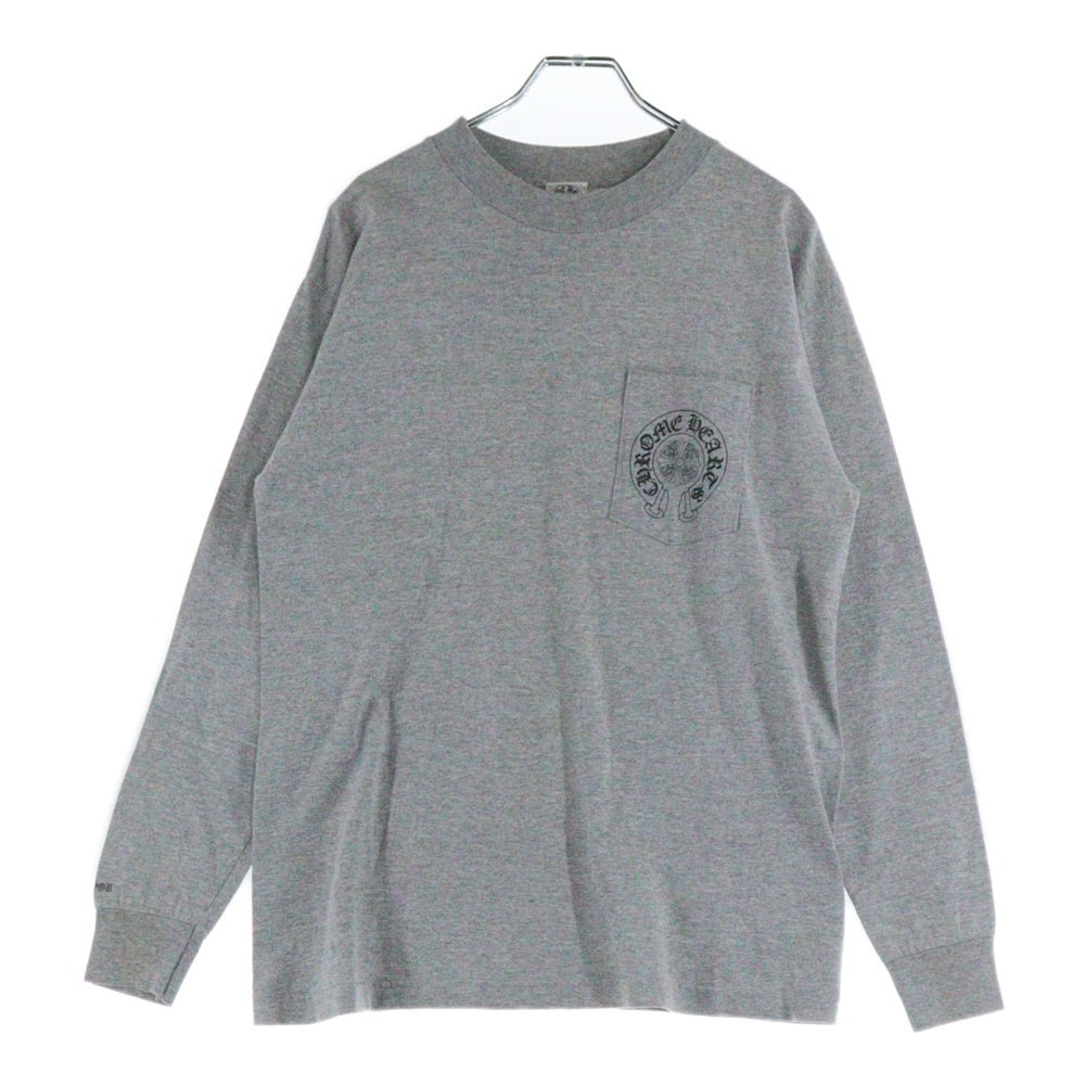 CHROME HEARTS(クロムハーツ) OLD オールドモデル バックセメタリークロス ホースシュープリントポケット 長袖カットソー 長袖Tシャツ グレー