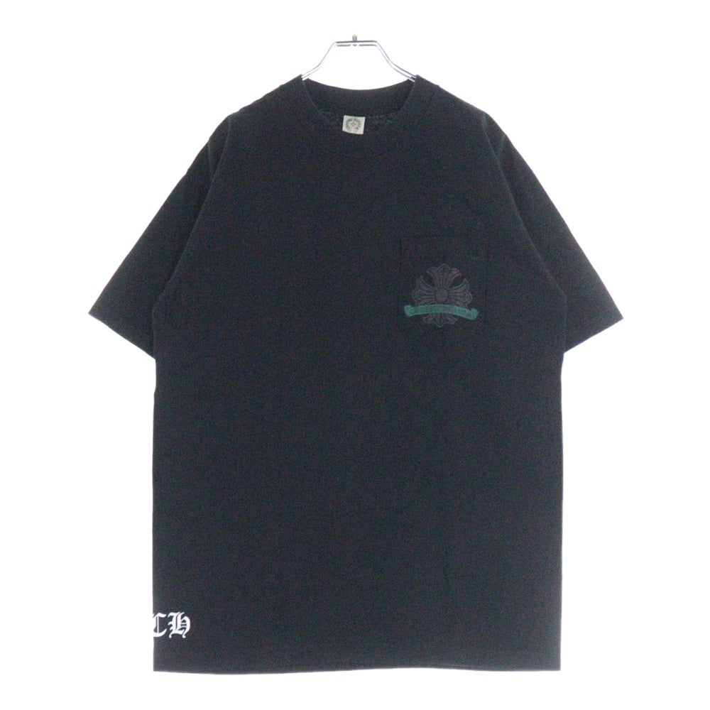 CHROME HEARTS(クロムハーツ) バックホースシュー CHプラス スクロールラベルプリントポケット 半袖Tシャツ カットソー ブラック