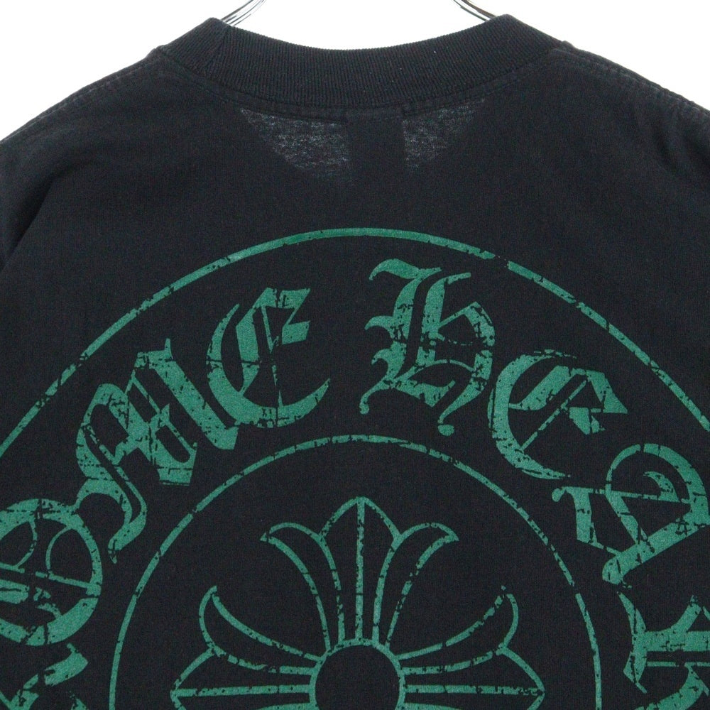 CHROME HEARTS(クロムハーツ) バックホースシュー CHプラス スクロールラベルプリントポケット 半袖Tシャツ カットソー ブラック