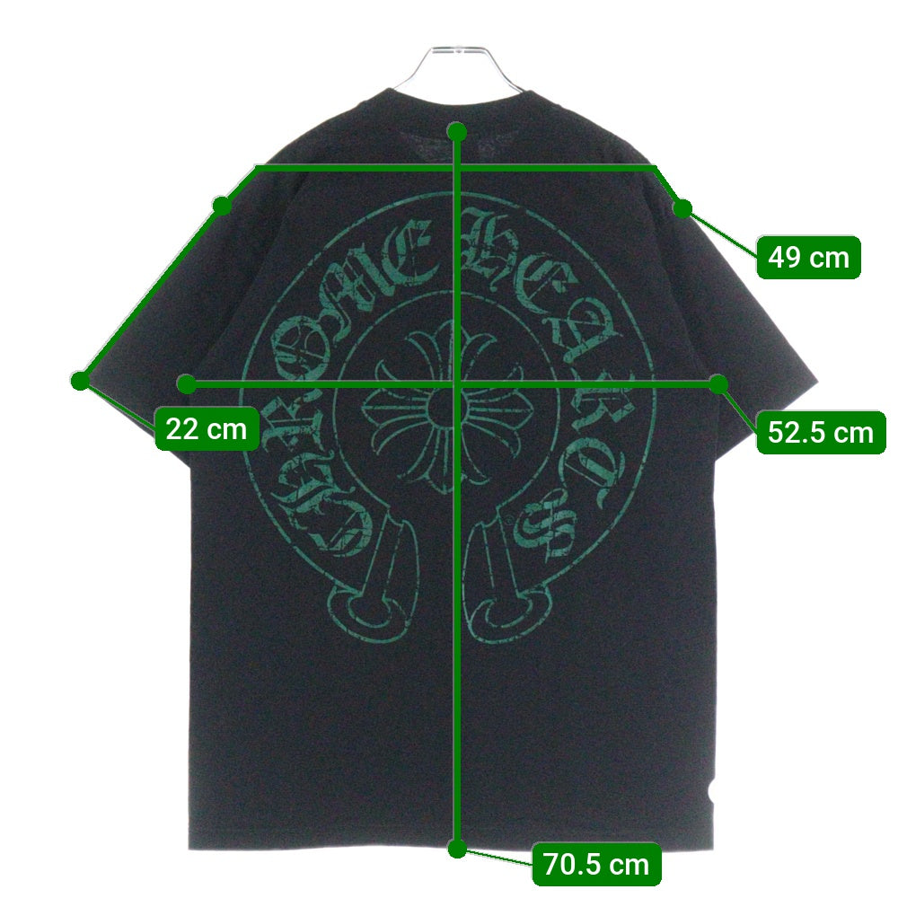 CHROME HEARTS(クロムハーツ) バックホースシュー CHプラス スクロールラベルプリントポケット 半袖Tシャツ カットソー ブラック