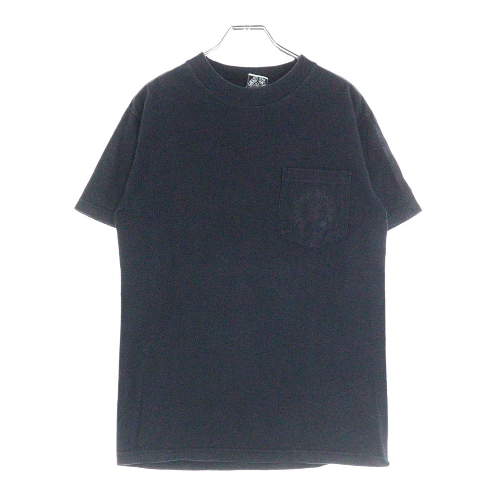 CHROME HEARTS(クロムハーツ) OLD オールドモデル バックセメタリークロス ホースシュープリントポケット 半袖Tシャツ カットソー ブラック