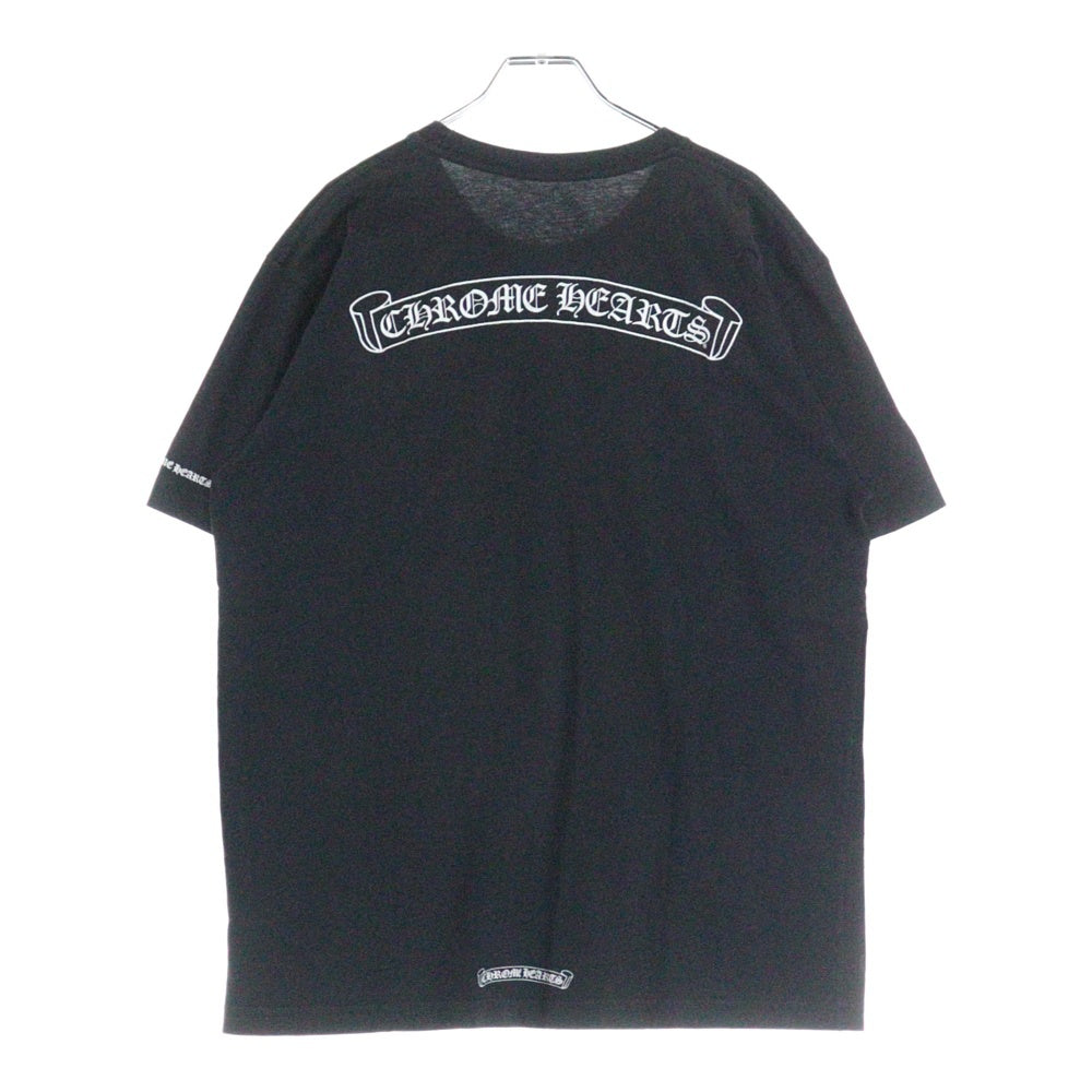 CHROME HEARTS(クロムハーツ) バックスクロールラベルプリント 胸ポケット 半袖Tシャツ カットソー ブラック
