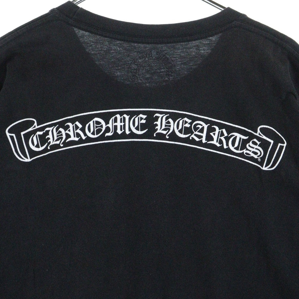 CHROME HEARTS(クロムハーツ) バックスクロールラベルプリント 胸ポケット 半袖Tシャツ カットソー ブラック
