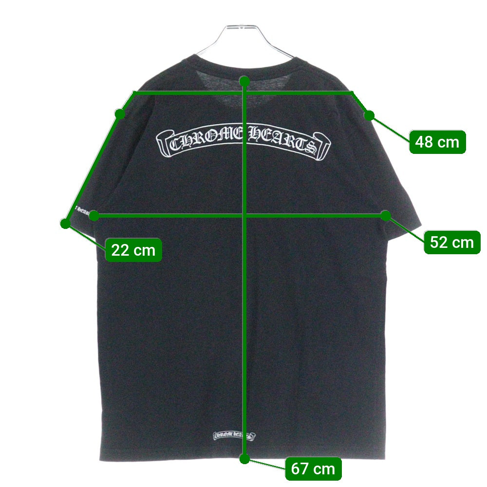 CHROME HEARTS(クロムハーツ) バックスクロールラベルプリント 胸ポケット 半袖Tシャツ カットソー ブラック
