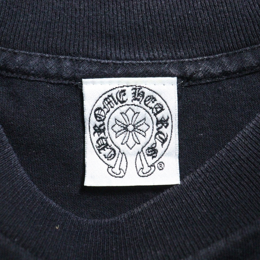 CHROME HEARTS(クロムハーツ) OLD オールドモデル バックスクロールラベルプリント 胸ポケット 半袖Tシャツ カットソー ブラック