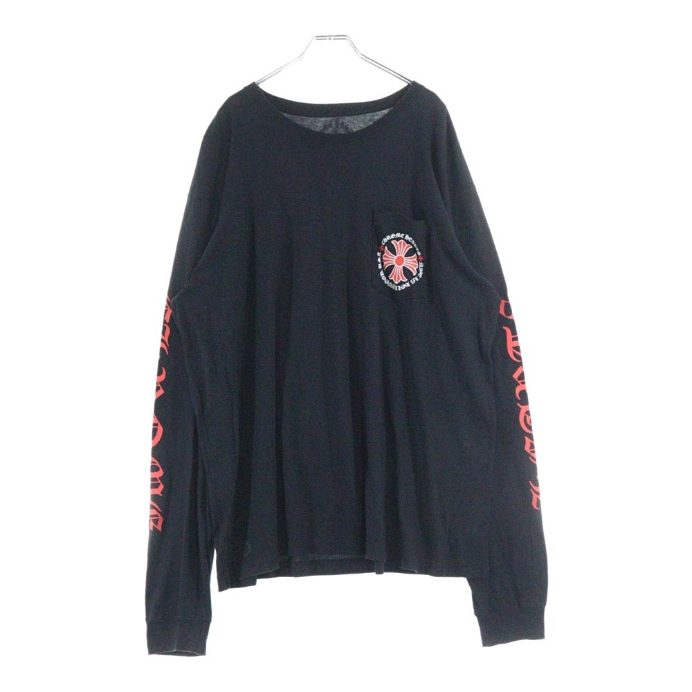 CHROME HEARTS(クロムハーツ) バックCHプラスロゴ アームプリント 胸ポケット 銀座店 長袖Tシャツ 長袖カットソー ブラック
