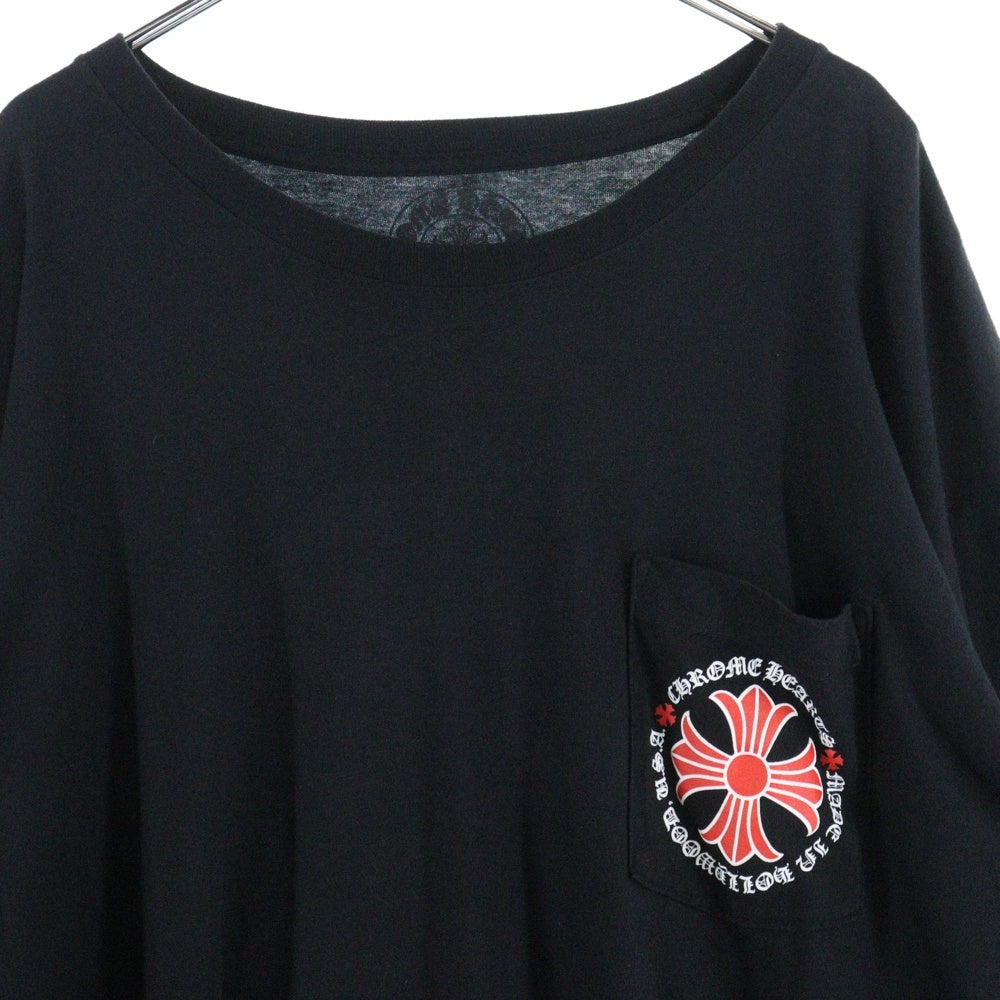 CHROME HEARTS(クロムハーツ) バックCHプラスロゴ アームプリント 胸ポケット 銀座店 長袖Tシャツ 長袖カットソー ブラック