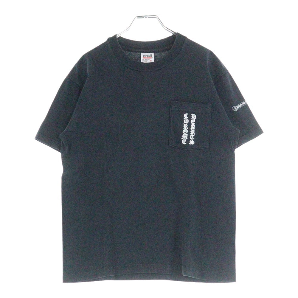 CHROME HEARTS(クロムハーツ) OLD オールドモデル バックスクロールラベルプリント 胸ポケット 半袖Tシャツ カットソー ブラック