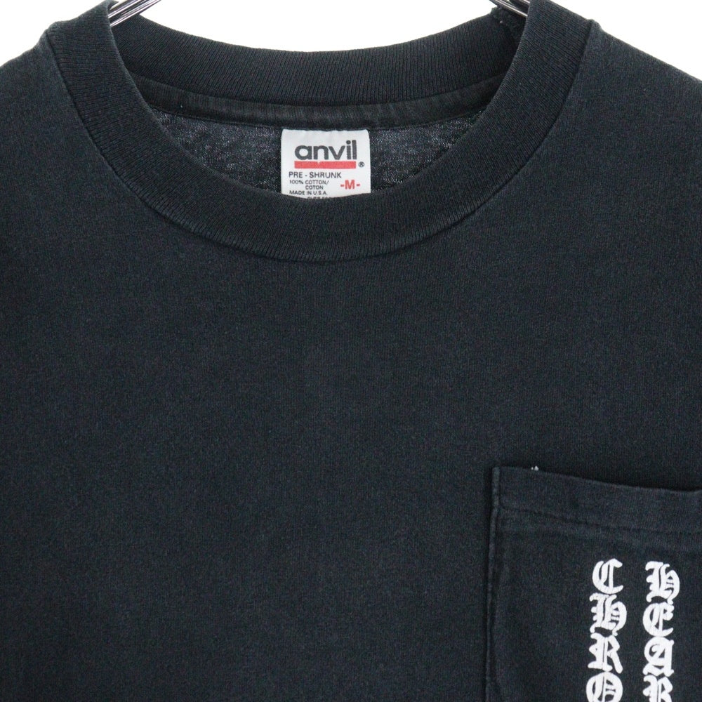 CHROME HEARTS(クロムハーツ) OLD オールドモデル バックスクロールラベルプリント 胸ポケット 半袖Tシャツ カットソー ブラック